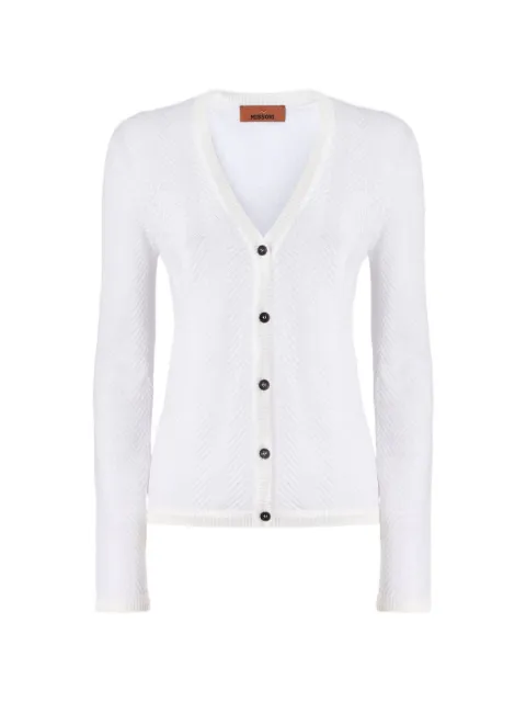 Missoni chevron-knit V-neck cardigan White DC26SM00BR0122