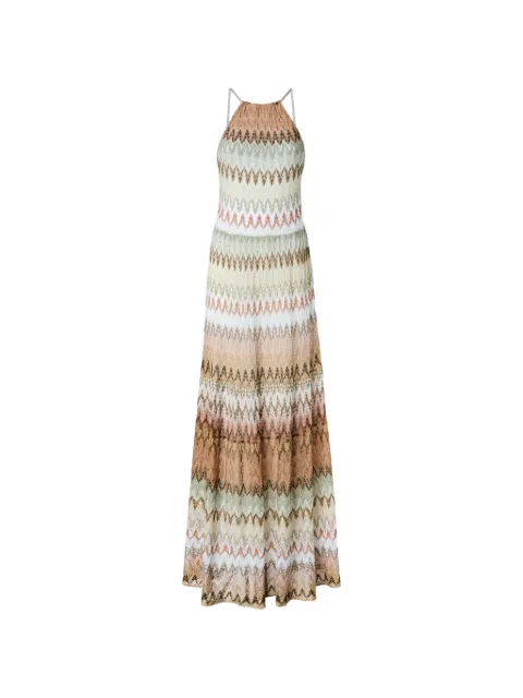 Missoni zigzag-pattern halterneck maxi dress Neutrals DS26SG3IBR015I