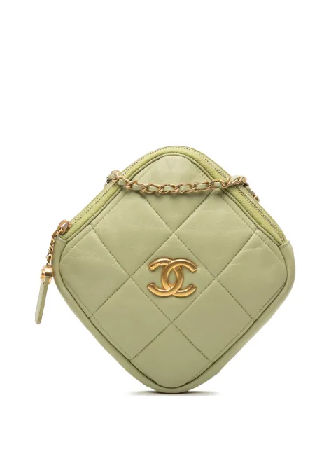 CHANEL Pre-Owned 2020 CC Quilted Lambskin Diamond Clutch with Chain crossbody bag Green YSG3Q7JP7TM0ER0E