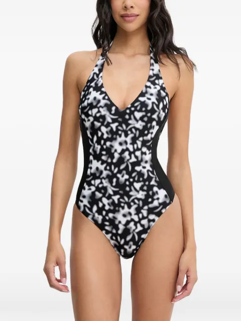 BOGNER FIRE+ICE Zahara halterneck abstract-print swimsuit Black 74701739