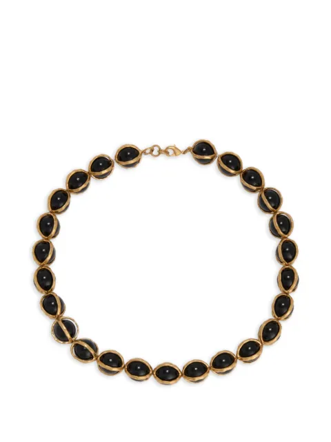 Jil Sander onyx-embellished brass necklace Black J11UU0220P9377