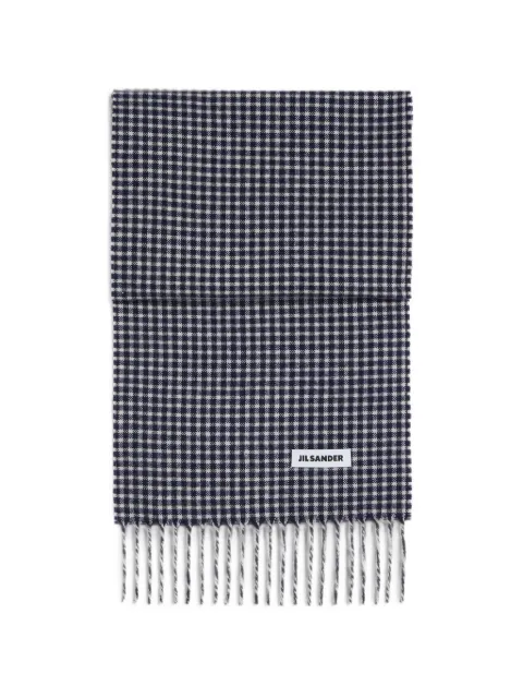 Jil Sander micro-checkered handknit scarf Blue J22TE0116J40377