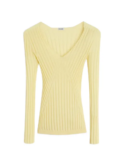 Jil Sander ribbed V-neck top Yellow J02GP0252J13289