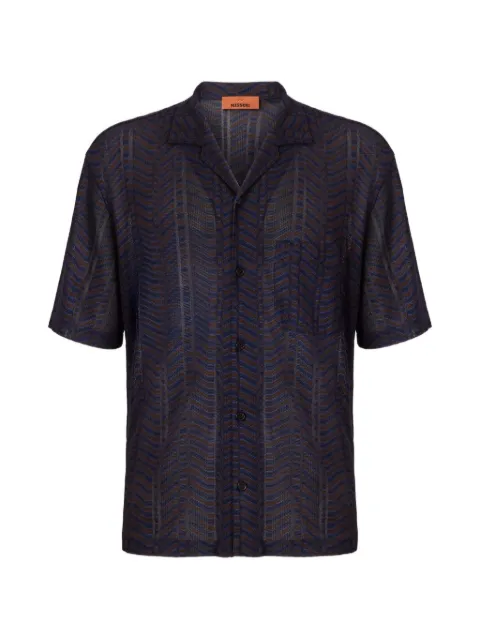 Missoni chevron-knit short-sleeve shirt Blue US26WJ01BR015M