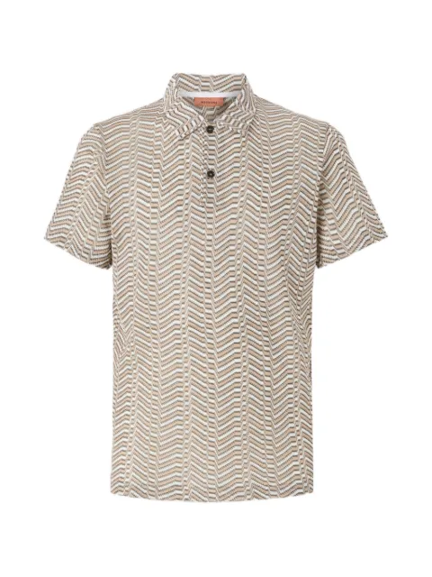 Missoni viscose and cotton polo shirt with Greek key motif Neutrals US26W200BR015M