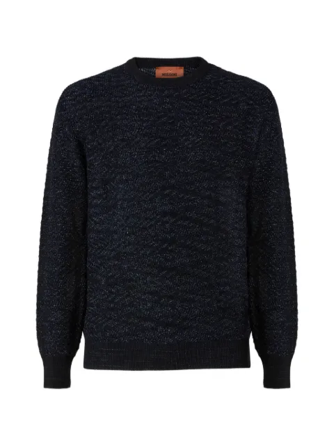 Missoni wool and viscose Zigzag crewneck pullover Blue US26WN0IBK01JX