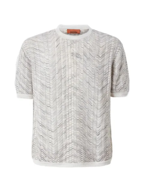 Missoni openwork-knit cotton and viscose polo shirt Neutrals US26W204BK01JM