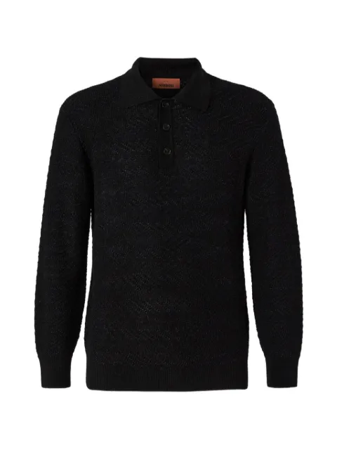 Missoni Zigzag-knit polo shirt Black US26W205BK01JX