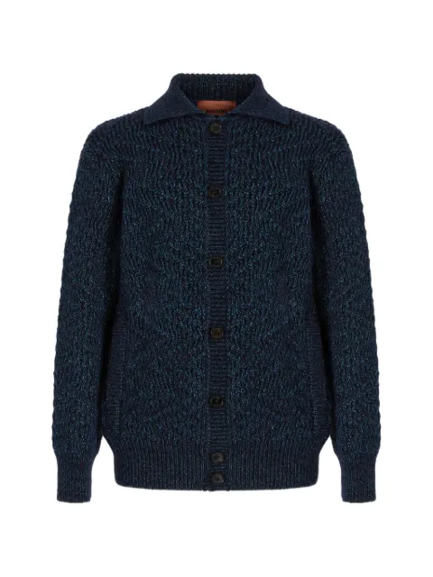 Missoni chevron-knit button-up cardigan Blue US26WM07BK01JY