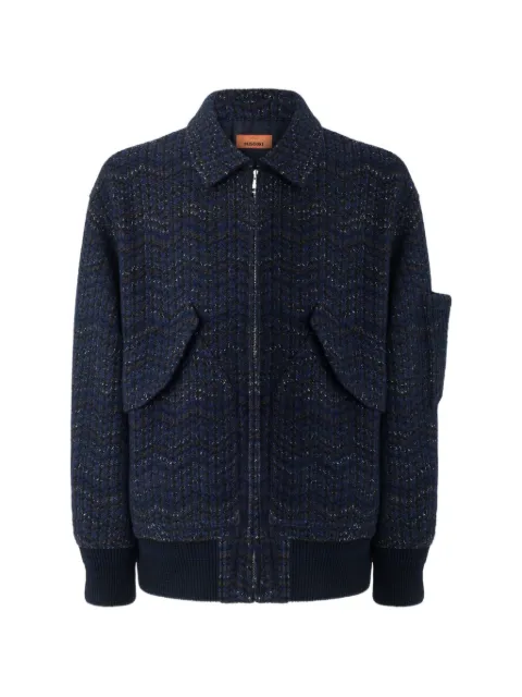 Missoni Zigzag-knit bomber jacket Blue US26WC04BC006H