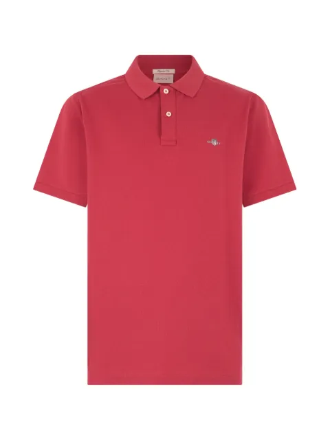 Gant logo-embroidered short-sleeve polo shirt Red 002210