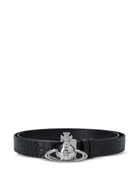 Vivienne Westwood Orb-buckle crocodile-effect leather belt Black 82010087UL0098