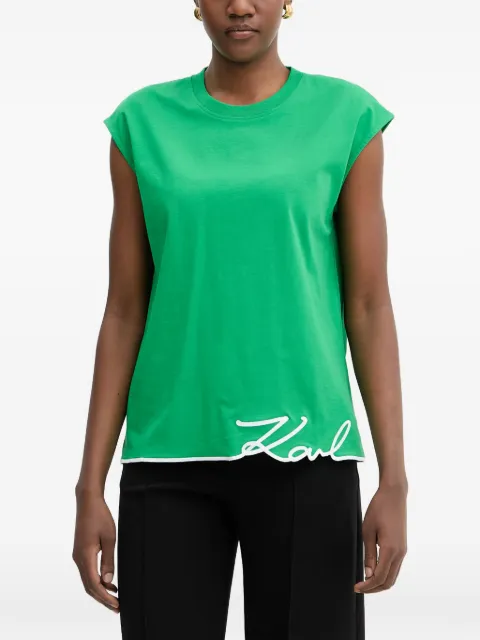 Karl Lagerfeld logo-embroidered sleeveless T-shirt Green B2W170182LI