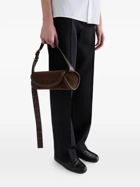 Jil Sander small Cannolo suede clutch bag Brown J07WD0023P9298