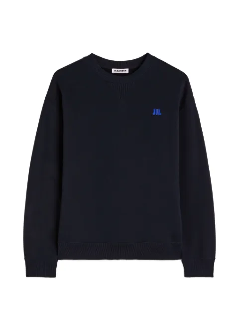Jil Sander embroidered-logo cotton sweatshirt Blue J02GU0126J20128