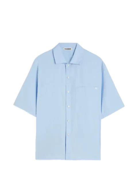 Jil Sander logo-embroidered poplin shirt Blue J22DL0394J45342