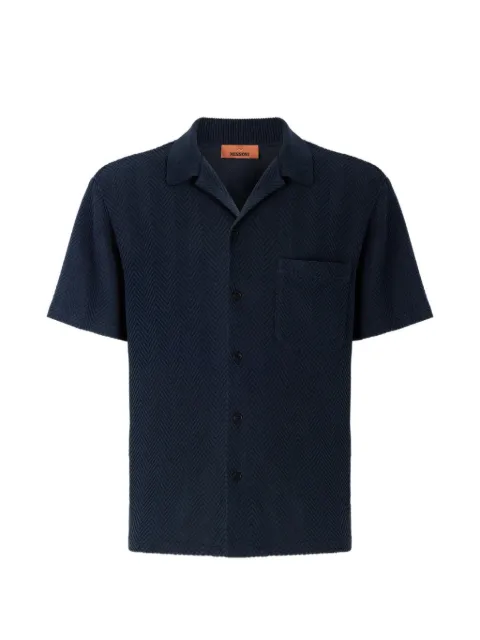 Missoni tone-on-tone Chevron cotton and viscose bowling shirt Blue UC26WJ00BR014P