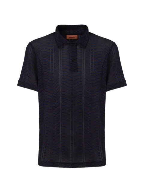 Missoni viscose and cotton polo shirt with Greek key motif Blue US26W200BR015M