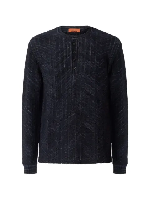 Missoni long-sleeve viscose and cotton Henley shirt Blue US26W206BK01JM