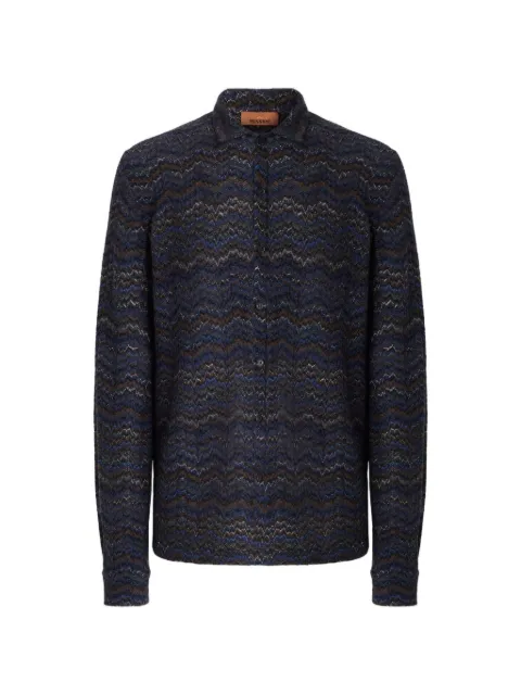 Missoni cashmere and viscose knit shirt Blue US26WJ08BC006J
