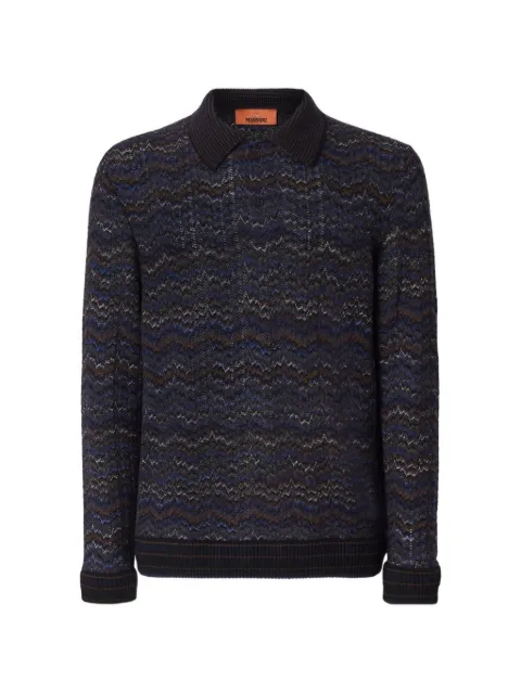 Missoni long-sleeve cashmere and viscose polo shirt Blue US26W20NBC006J