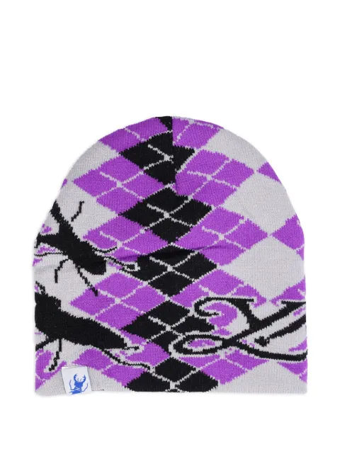 Yumin Ha argyle-pattern beanie hat Purple YMH26SCP08