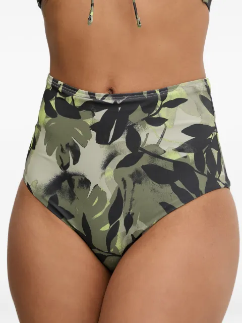 Armani Exchange leaf-print high-waisted bikini Green XW002833AF2