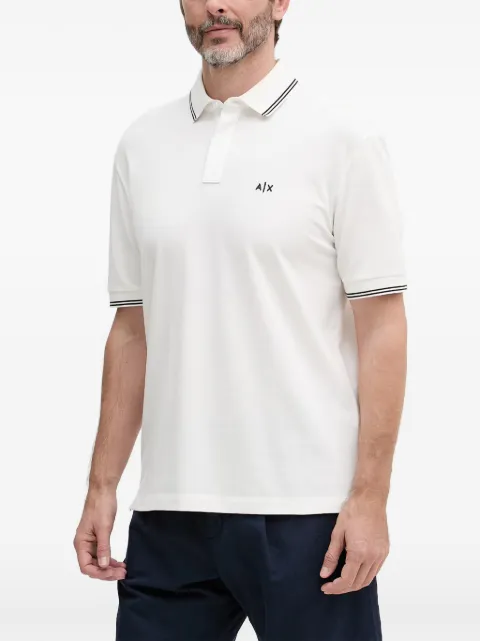 Armani Exchange logo-embroidered tipped polo shirt White XM001287AF17321