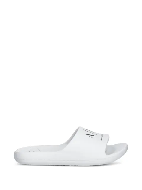 Armani Exchange logo-print open-toe slides White XW002845AF2