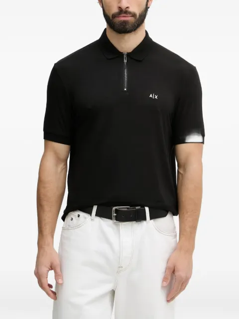 Armani Exchange zip-fastening logo polo shirt Black XM002372AF2