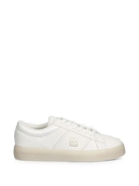 Armani Exchange logo-plaque zigzag-stitch sneakers White XW002782AF25079