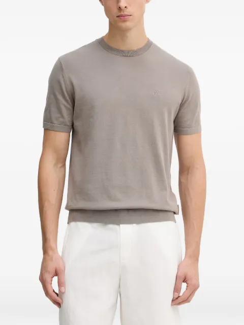 Armani Exchange logo-embroidered knitted T-shirt Neutrals 8NZM5CZM3JZ