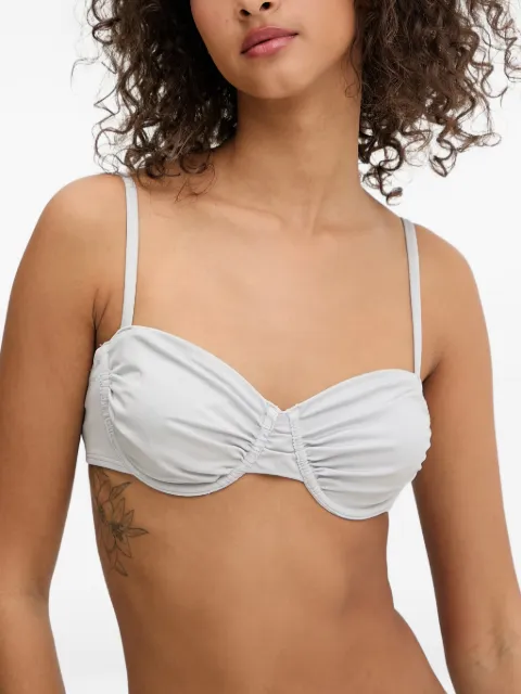 Armani Exchange ruched underwired bikini top Neutrals XW002357AF2