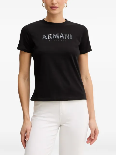 Armani Exchange sequin-logo T-shirt Black XW002340AF10358