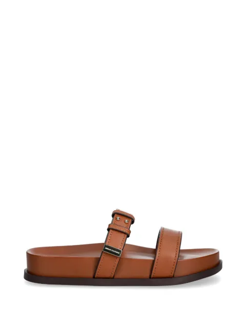 Armani Exchange buckle-detail leather slides Neutrals XW002575AF21266