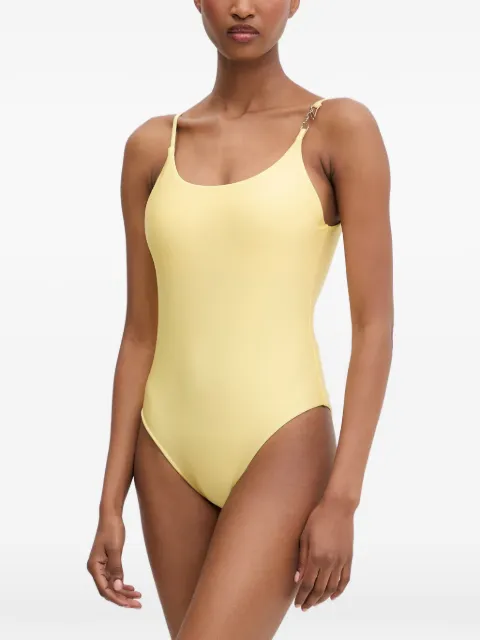 Karl Lagerfeld logo-plaque swimsuit Yellow B2W460102IG