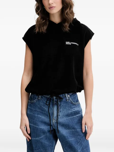 Karl Lagerfeld Jeans logo-print drawstring hoodie Black B2W20034999