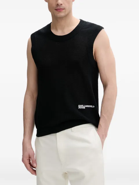 Karl Lagerfeld Jeans logo-embroidered sleeveless vest Black B2M18026999