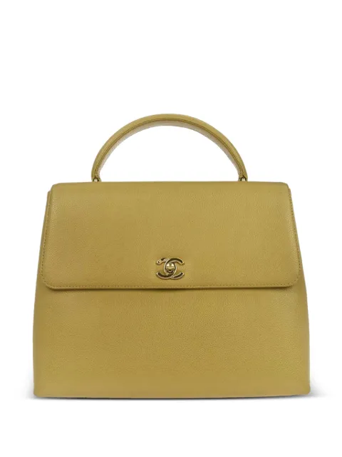 CHANEL Pre-Owned 1997-1999 Caviar-leather CC turn-lock tote bag Yellow 146196