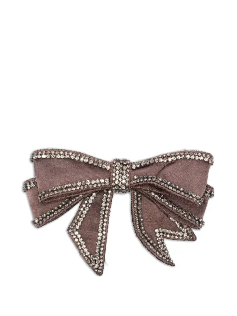 Vanisè rhinestone-embellished bow brooch Brown V51003FIOCCOCASTORO