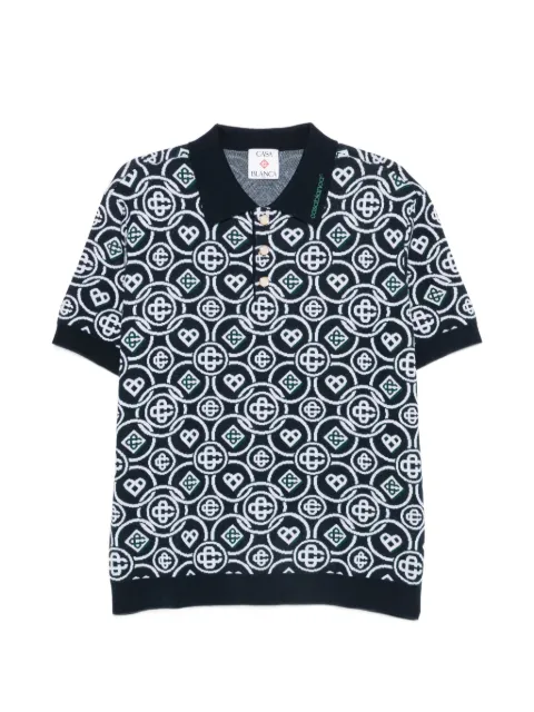 Casablanca monogram-print polo shirt Blue MAW26KW1464