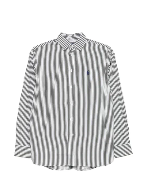 Polo Ralph Lauren vertical-stripe logo-embroidered shirt White 211910743516