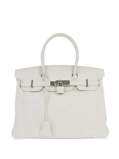 Hermès Pre-Owned 2009 30 Birkin Clémence-leather tote bag White 156208