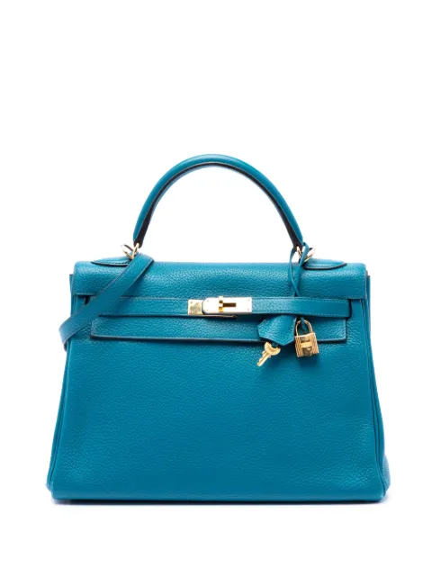 Hermès Pre-Owned 2013 Clemence Kelly II Retourne 32 satchel Blue 7QEJT21EBPEXOH34