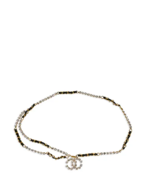 CHANEL Pre-Owned 1995 CC rhinestone chain belt Gold 96743