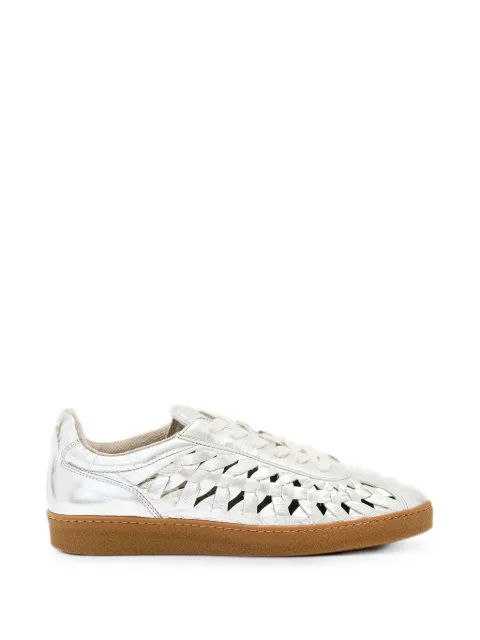 AllSaints leather woven metallic sneakers Silver W141FC