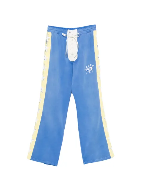 SECND SLF lace-up star-print track pants Blue ALSTPA