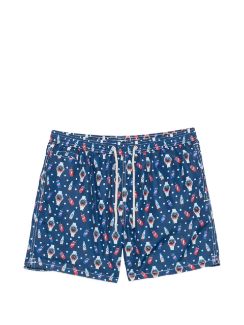 MC2 Saint Barth graphic-print drawstring swim shorts Blue LIG0003