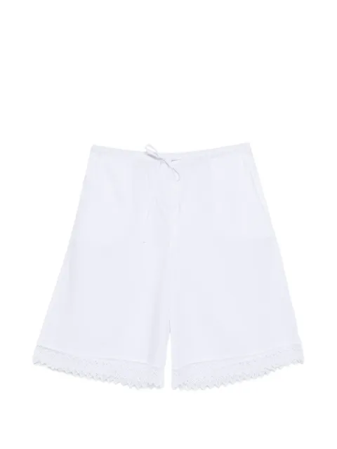 THE NINA STUDIO lace-detail drawstring shorts White N4709