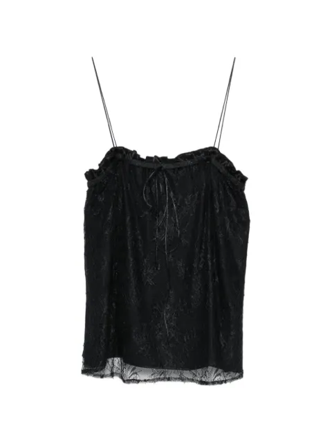 THE NINA STUDIO lace-detail ruffled top Black N2741